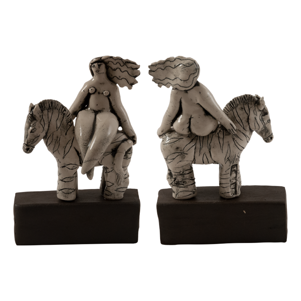 Tania Babb ceramic Sculpture Lady on Horse-back